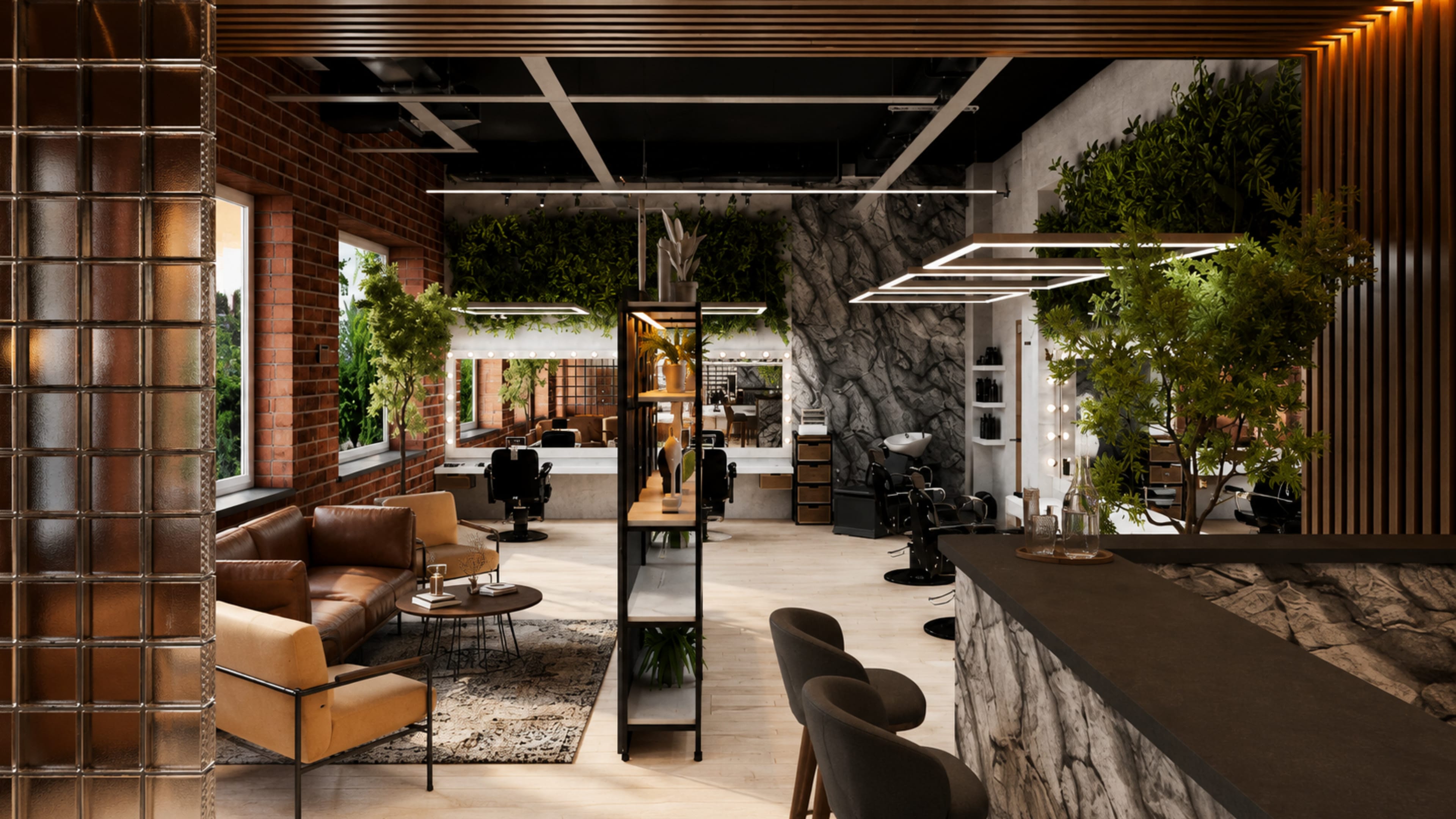 Центральная перспектива интерьера ART BARBERSHOP